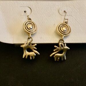 Museum Ancient Etruscan Earrings Gold Stag & Spiral Pagan Design Inspired